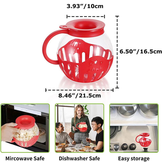2.25 Quart Micro-Pop Microwave Popcorn Popper with Temperature Safe Glass Snack Pop Corn Air Poppers Microwave Popcorn Maker