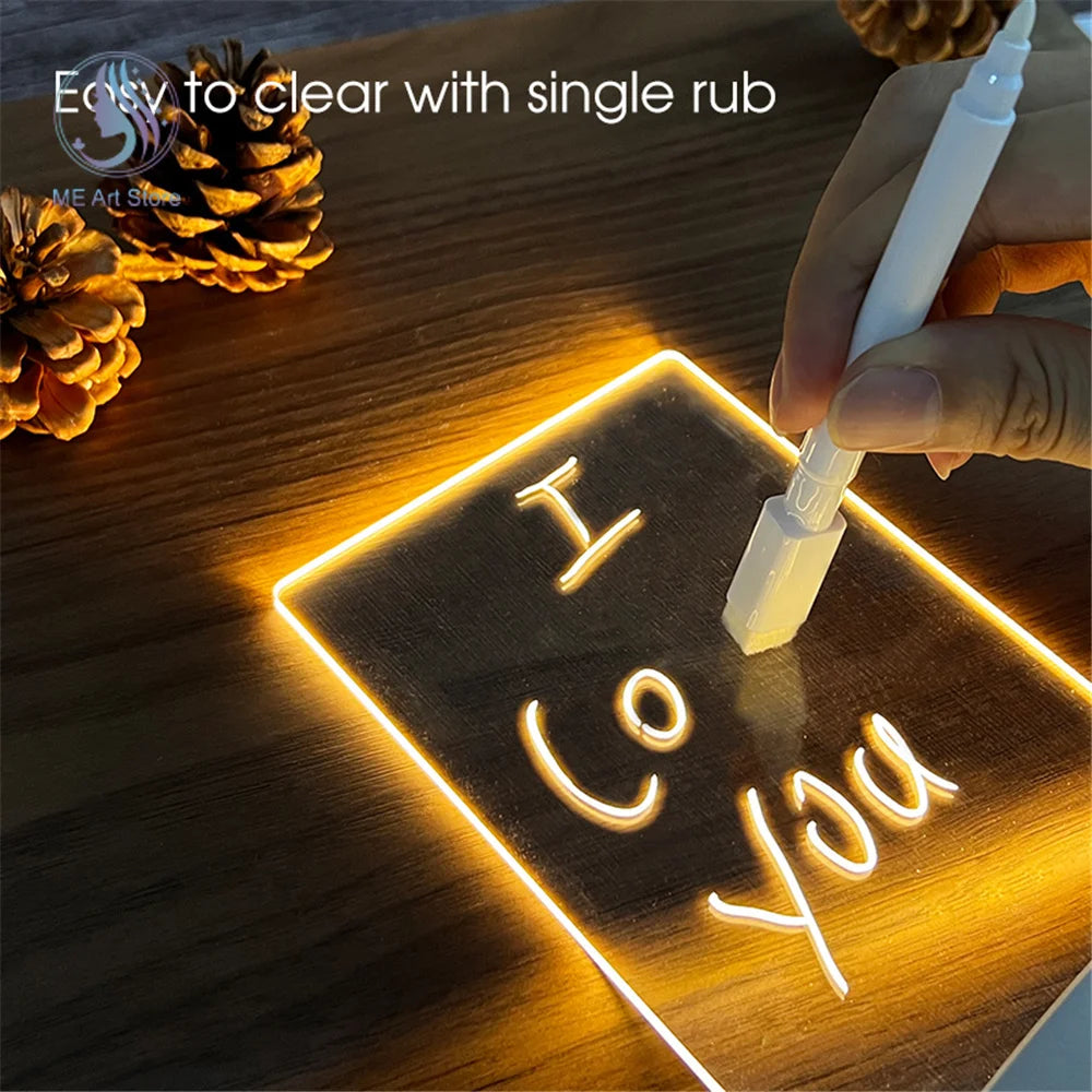 ✨ Luz Nocturna LED USB con Pizarra Acrílica para Mensajes ✨