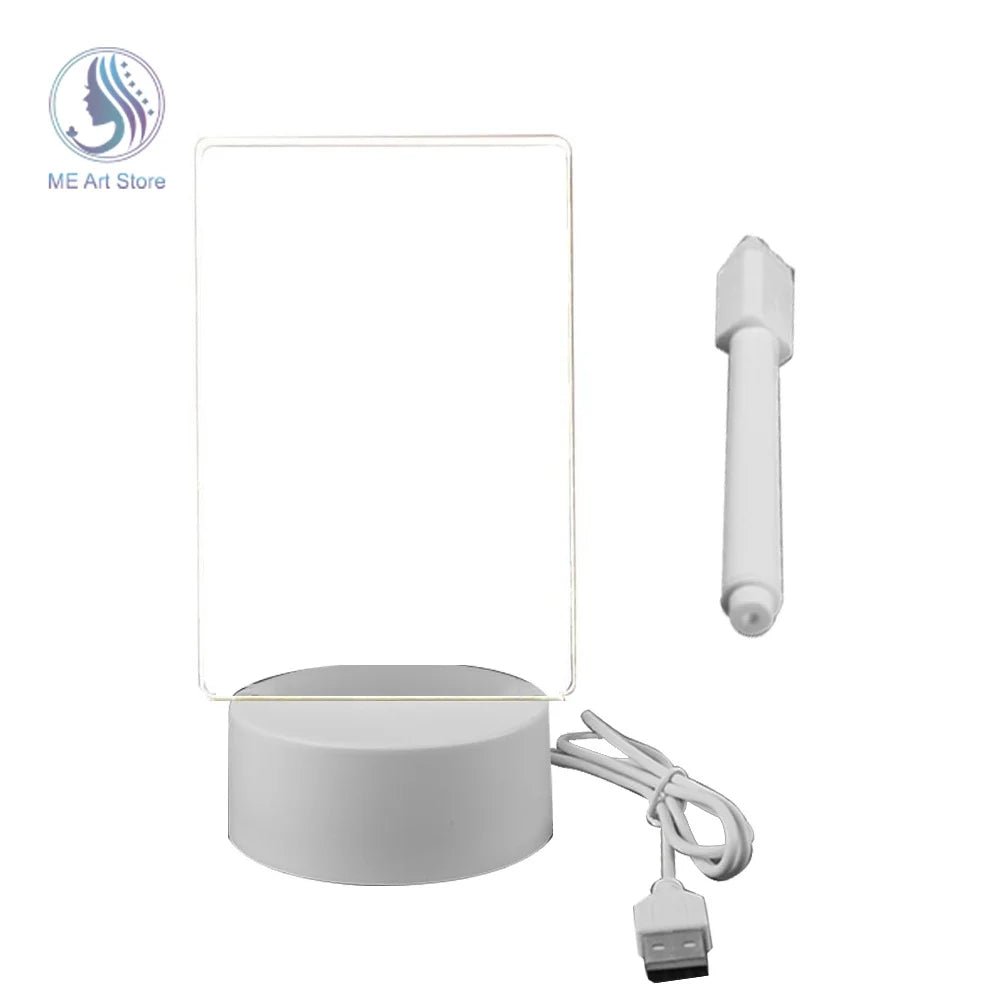 ✨ Luz Nocturna LED USB con Pizarra Acrílica para Mensajes ✨