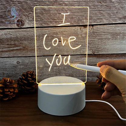 ✨ Luz Nocturna LED USB con Pizarra Acrílica para Mensajes ✨